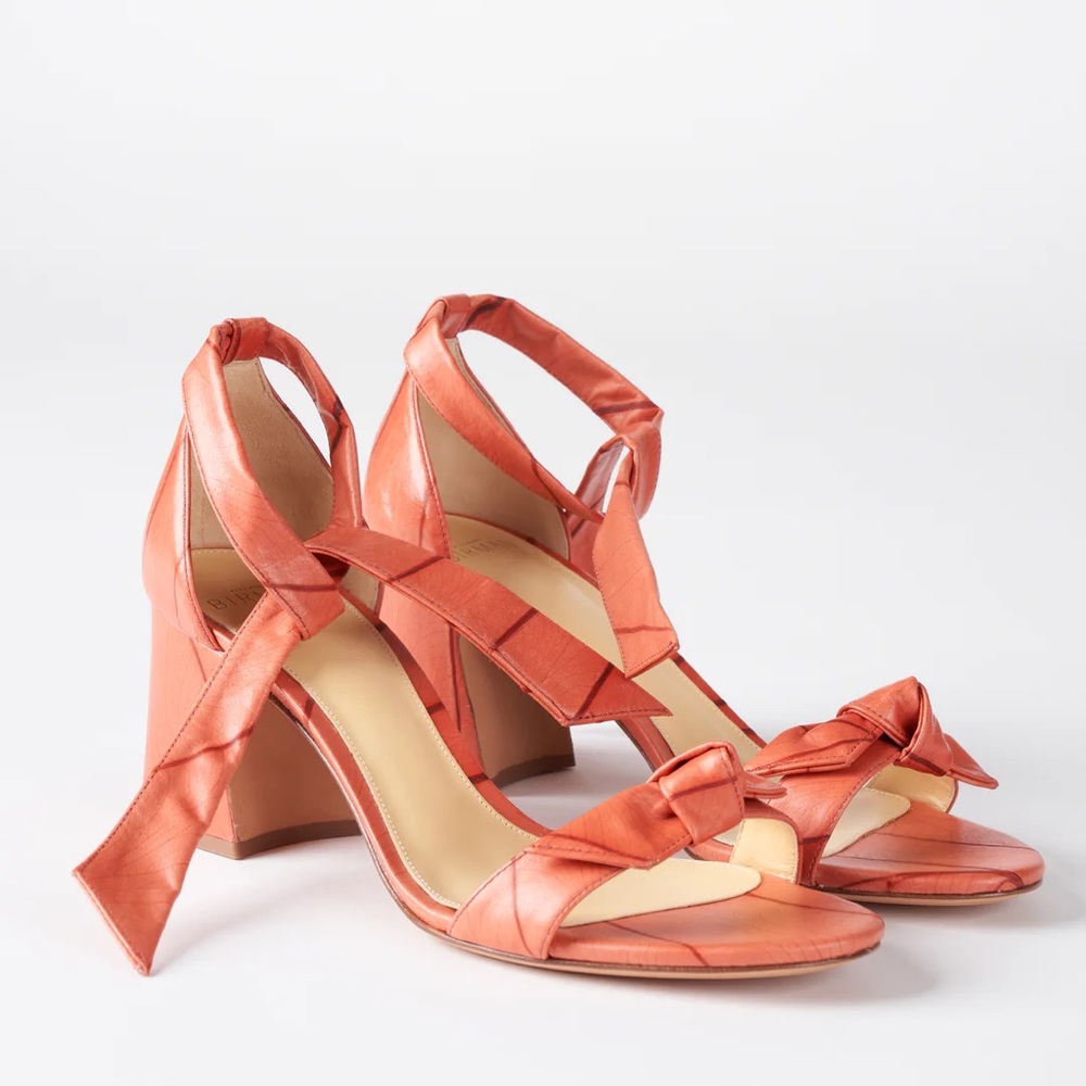 NWIB Alexandre Birman Clarita Curve Beleaf Heel Block Sandal Peach Orange 7